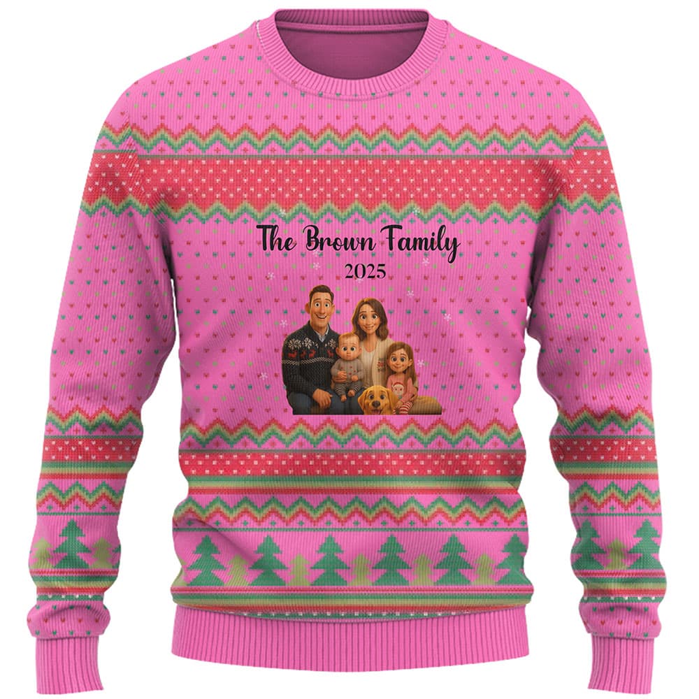 Customize Family Photo Ugly Christmas Sweater 3