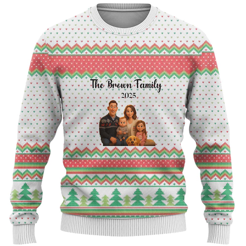 Customize Family Photo Ugly Christmas Sweater 1