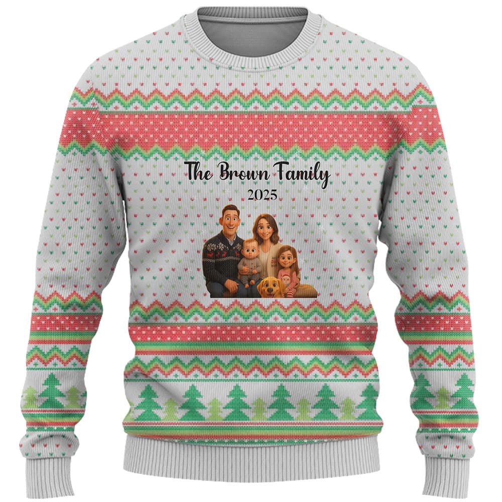 Customize Family Photo Ugly Christmas Sweater 2