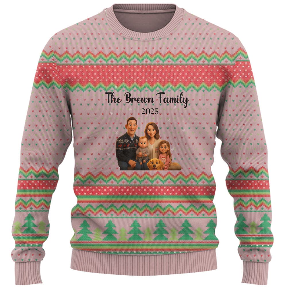 Customize Family Photo Ugly Christmas Sweater 5