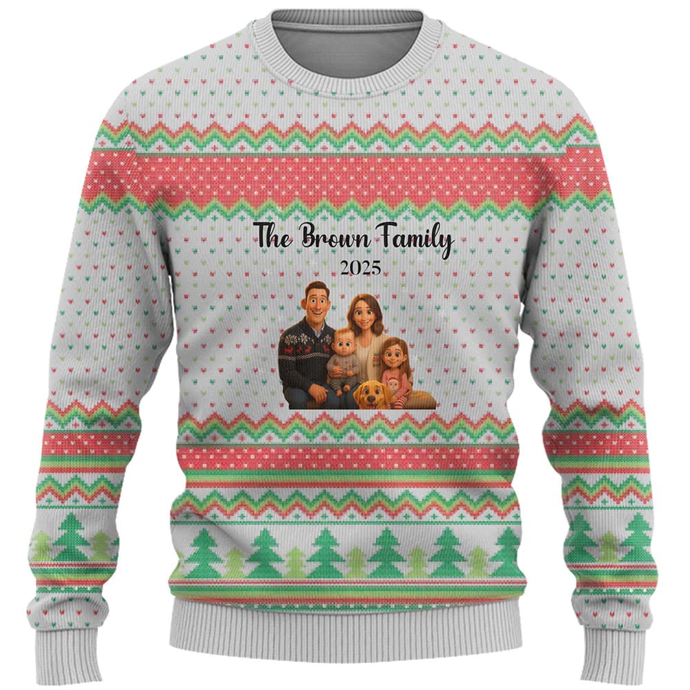 Customize Family Photo Ugly Christmas Sweater 4