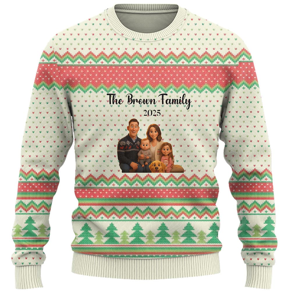 Customize Family Photo Ugly Christmas Sweater 7