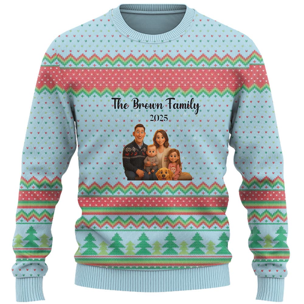 Customize Family Photo Ugly Christmas Sweater 8