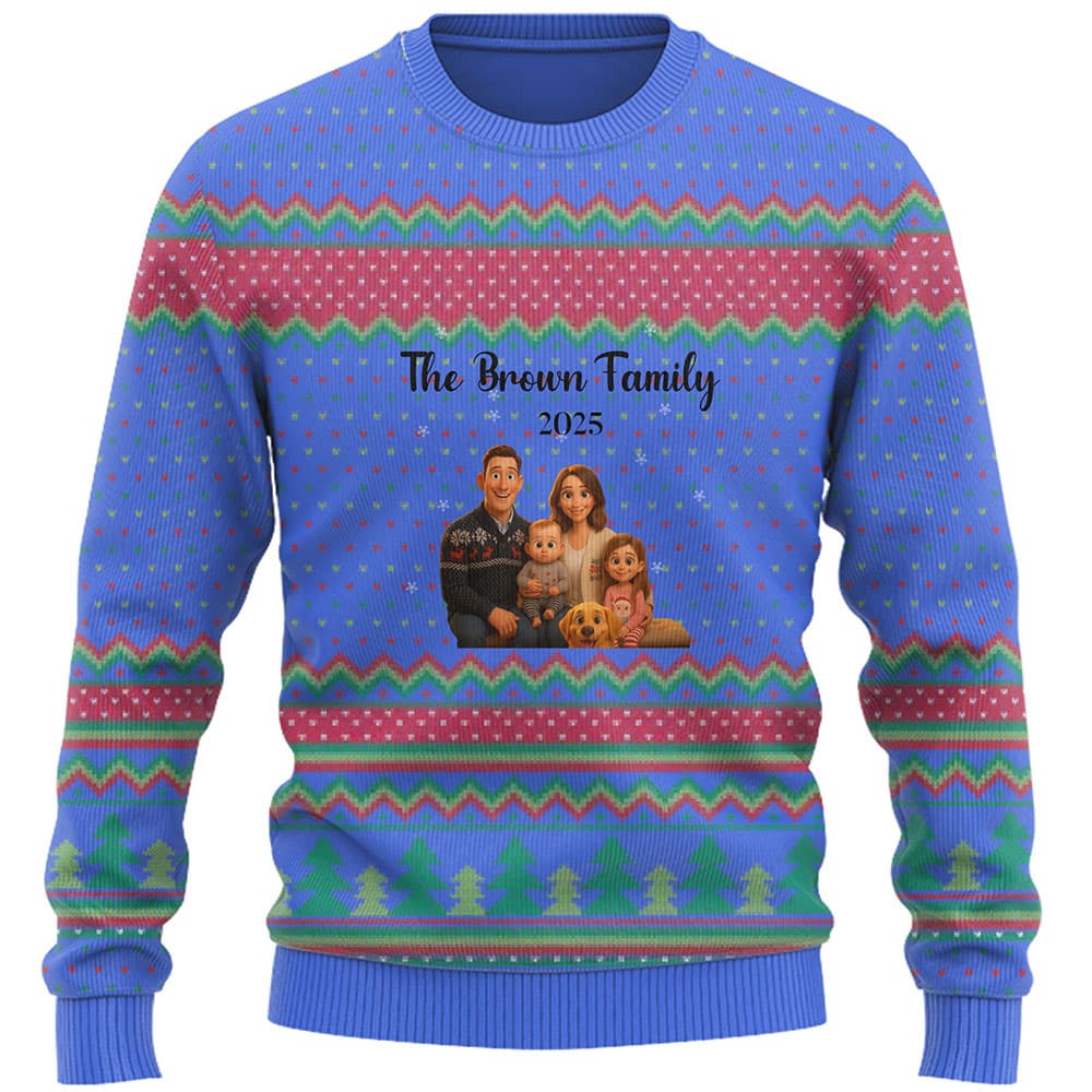 Customize Family Photo Ugly Christmas Sweater 10